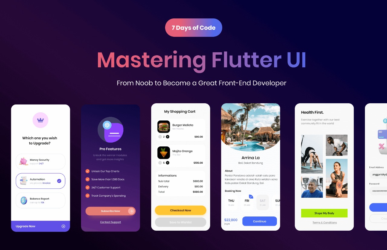 Kelas Flutter & Dart Crash Course: Modern UI Design di BuildWith Angga